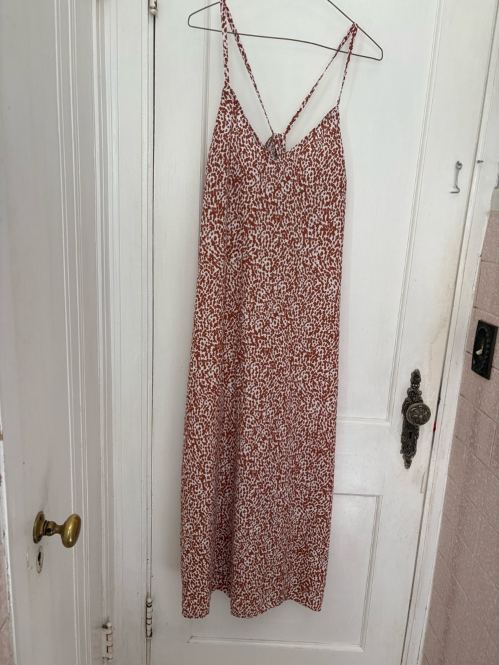Old Navy Rust and White Printed Maxi Slip Dress